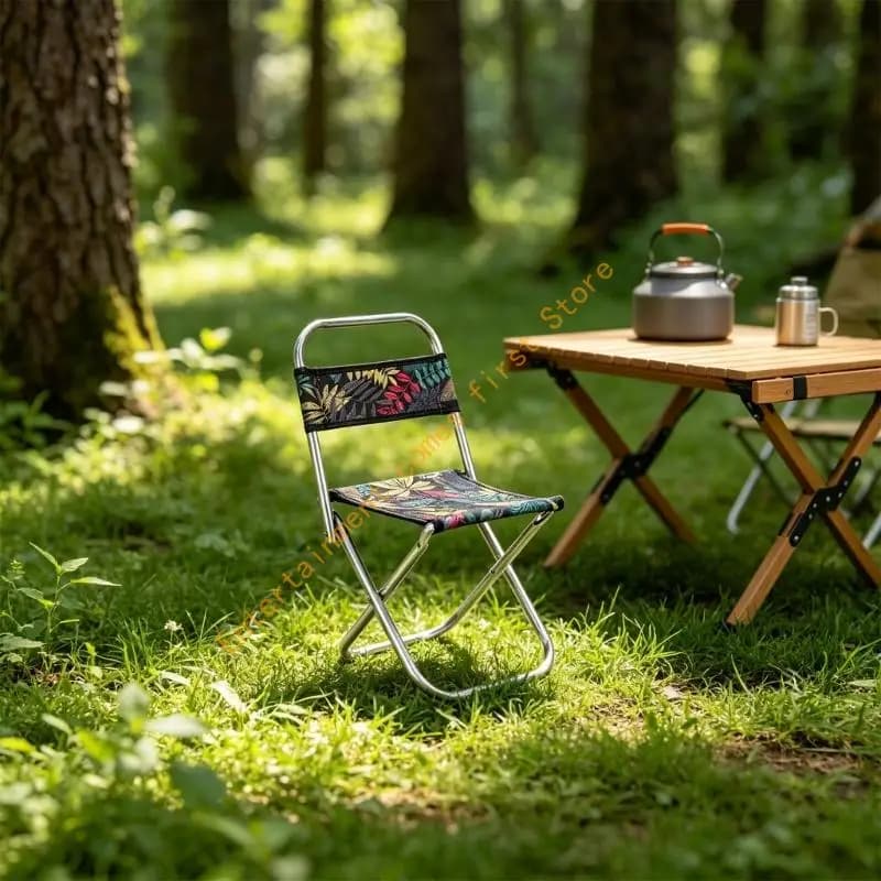 Camping Folding Stool with Backrest, Fabric and Metal Frame for Fishing, Event Seating, Park Breaks, Home Sitting, and Daily