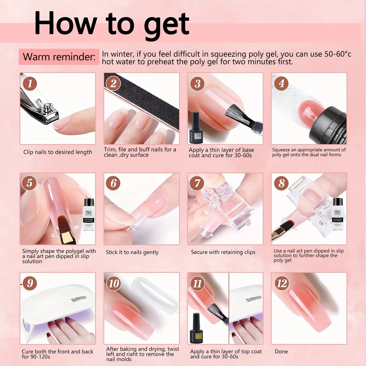 Poly Gel Nail Kit Starter with 4 Colors