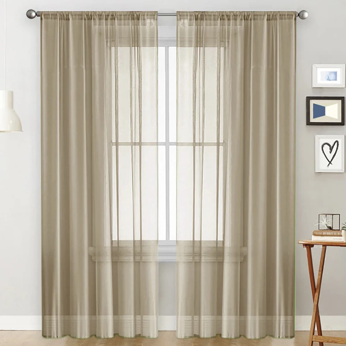Sheer Tulle Curtains with Rod Pocket