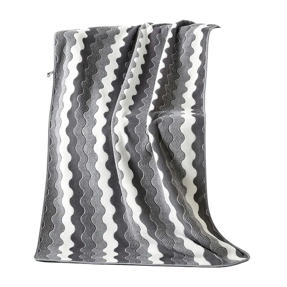 Coral Fleece Bath Towel Wave Stripe