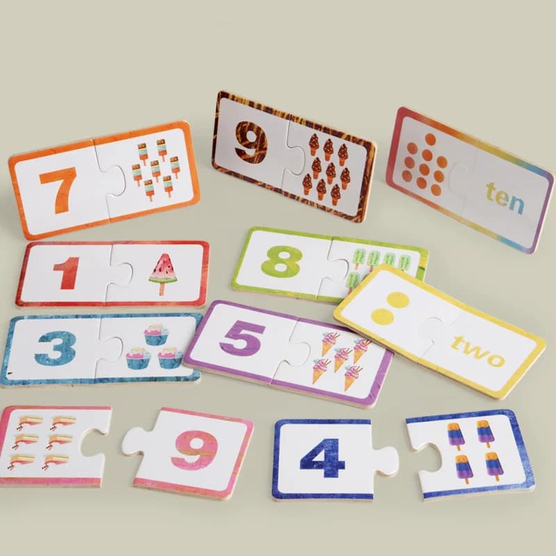 Wooden Number Matching Puzzle Blocks