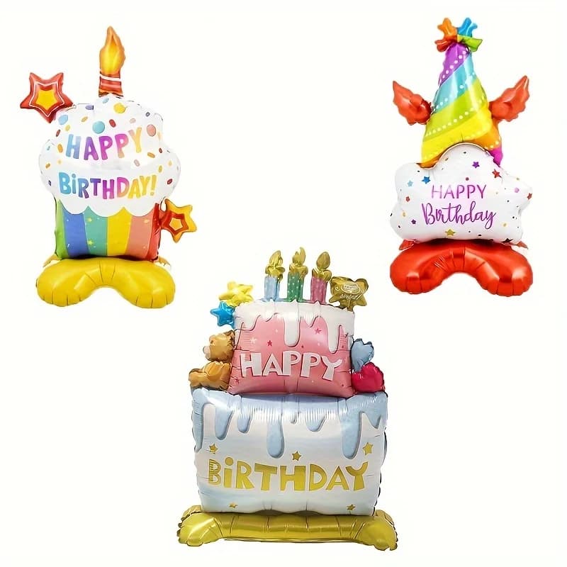 Colorful Cake-Shaped Birthday Party Balloons