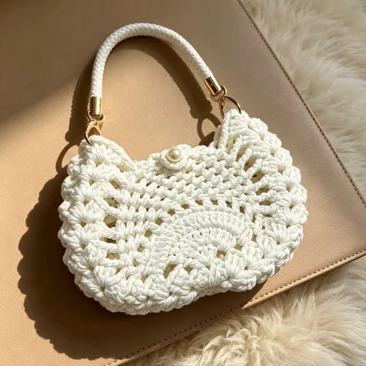 Women's Handbag, Bohemian Style Bag, New Handmade Crochet Bag, Commuter Bag, Cosmetic Bag, Portable Bag, Beach Bag