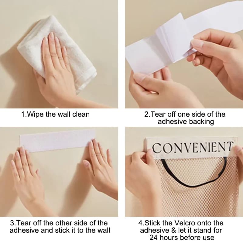 Wall Mount Mesh Storage Bag Organizer