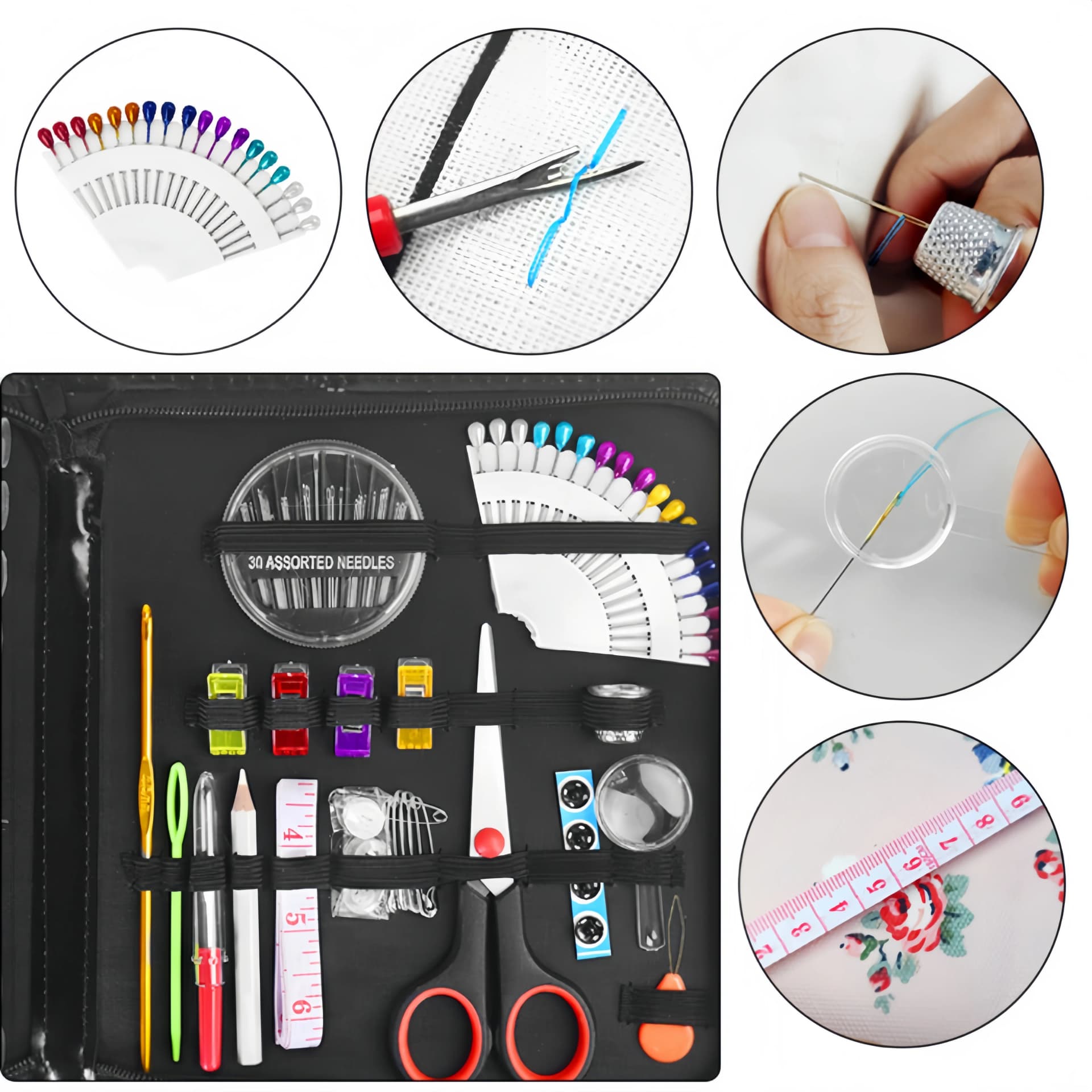 Sewing Kit Complete Set with Threads Needles Scissors Tape Measure Buttons and More for DIY Handcraft Projects Home and Travel