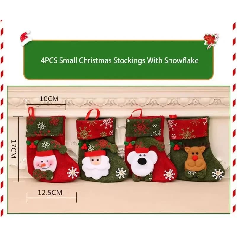 Christmas Stockings Santa Snowman Ornaments