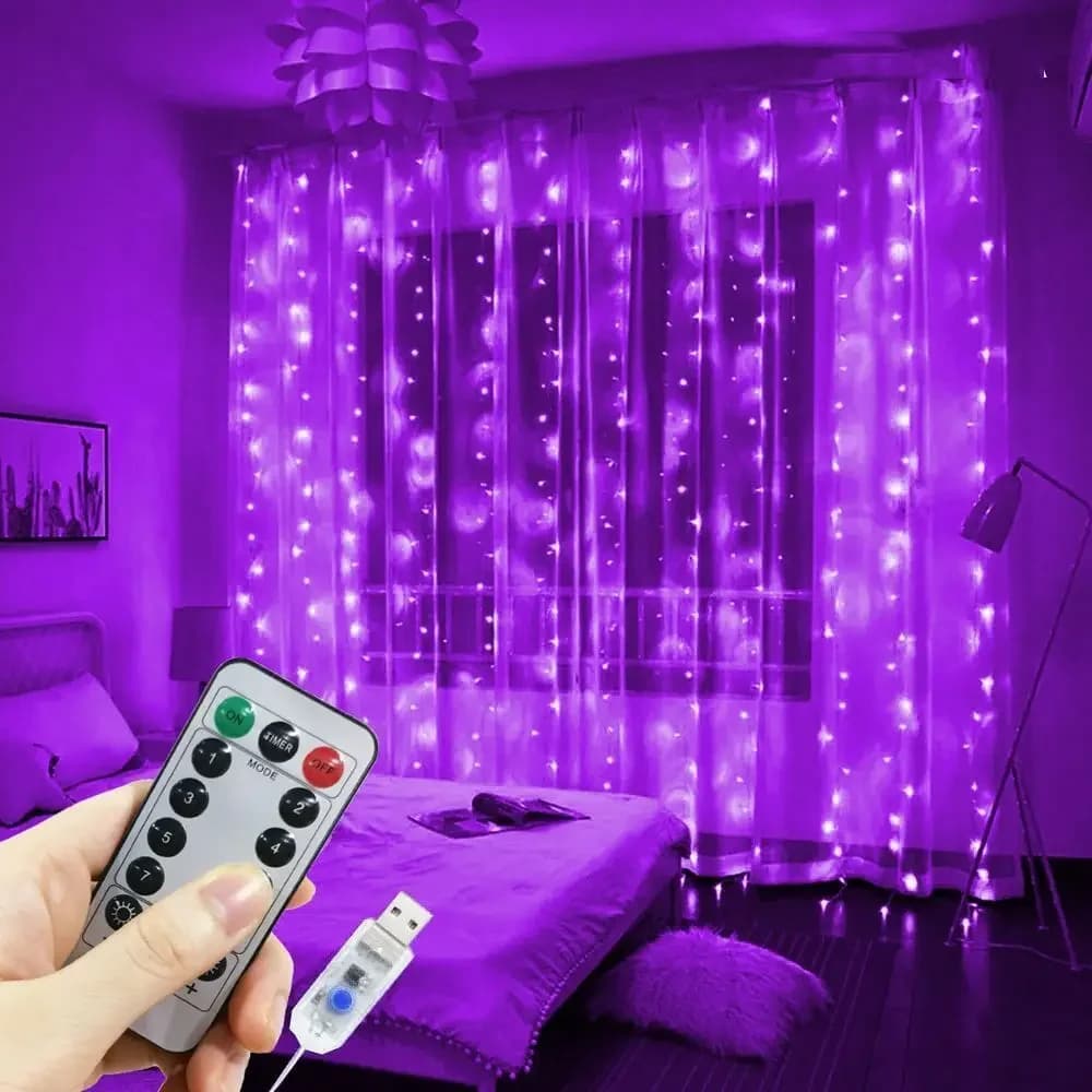 LED Curtain String Lights with Remote Control
