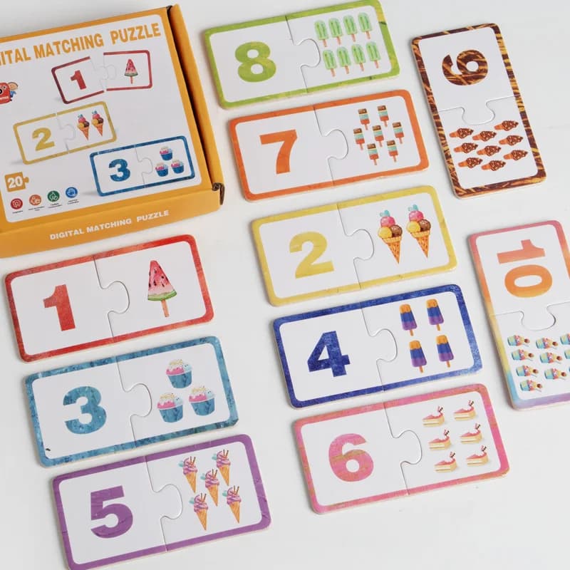Wooden Number Matching Puzzle Blocks