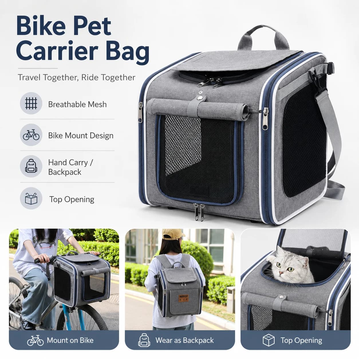 Pet Carrier Backpack Portable Cat Dog Bag Outdoor Travel Bicycle Motorcycle Carrier Breathable Shoulder Bag For Small Pets