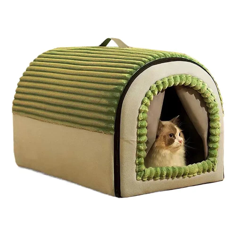 Enclosed Pet House with Door Curtain