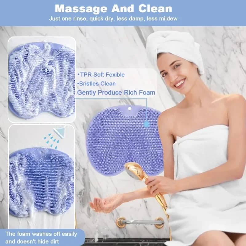 Non-Slip Massage Shower Mat with Exfoliating Brush