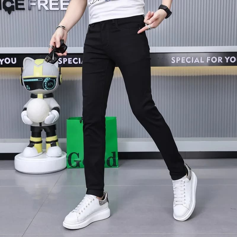 Pure Black Slim Fit Jeans Men's