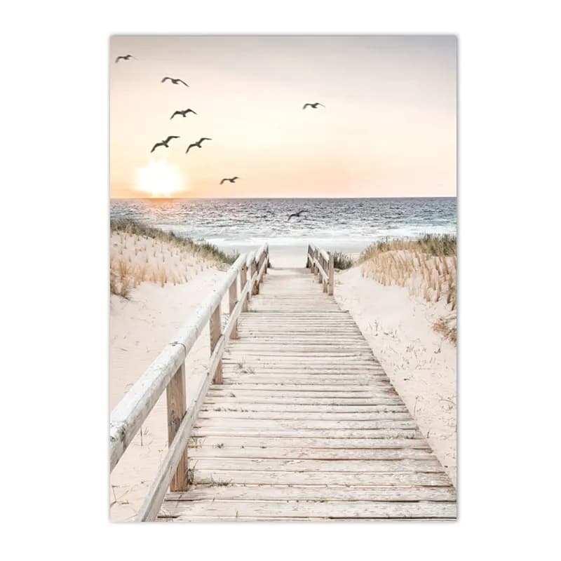 Natural Scenery Reed Grass Beach Canvas Wall Art