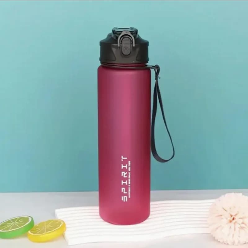 Sports Water Bottle with Time Tracker and Straw