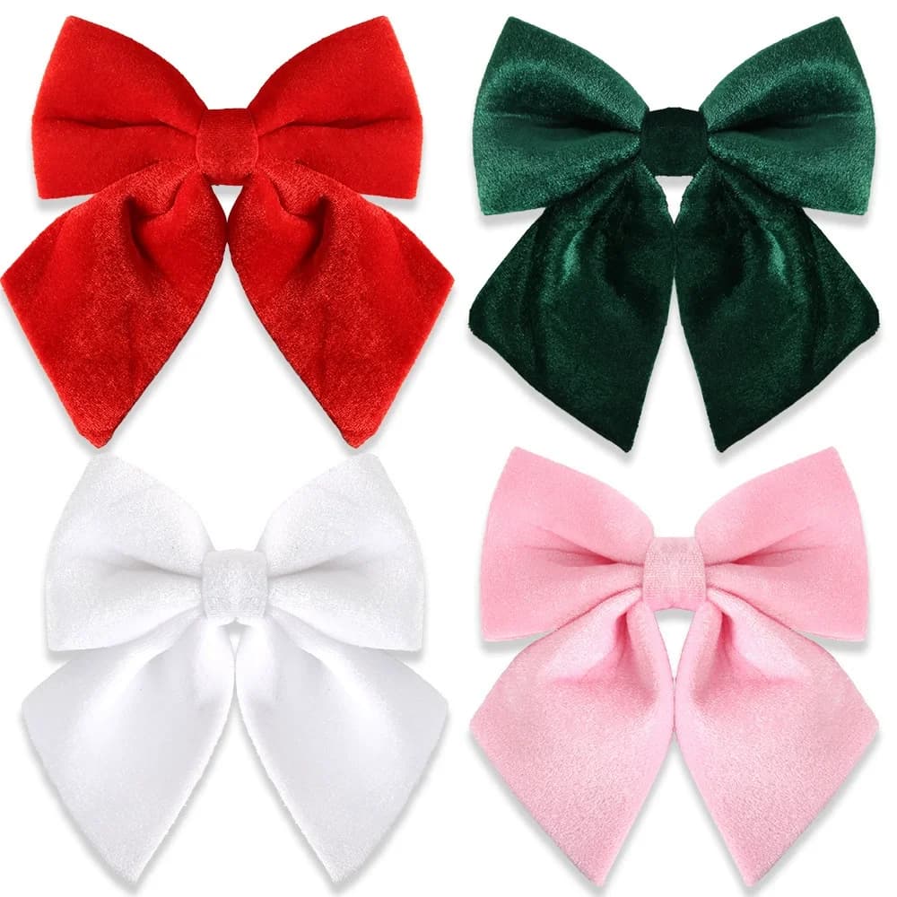 Christmas Festive Decor - Red Velvet DIY Bows - Christmas Tree/Window Hanging Ornaments & Accessories