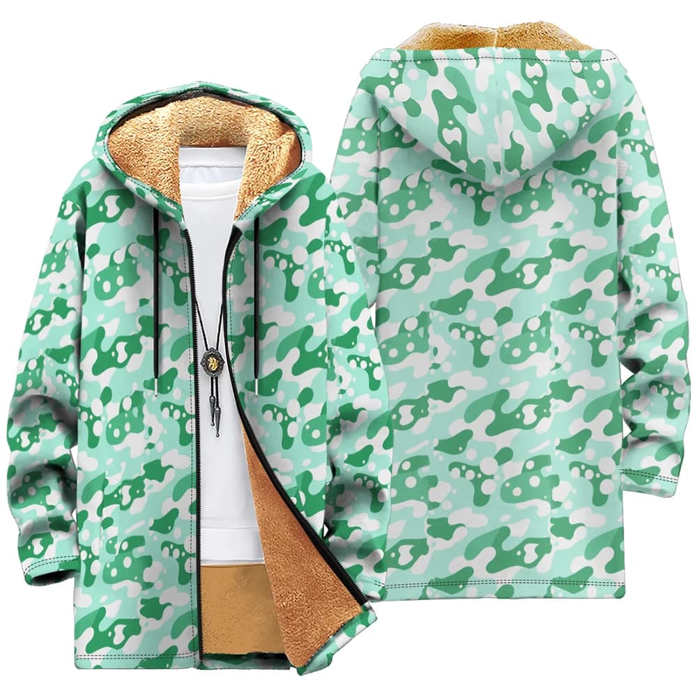 Camouflage Fleece-Lined Hooded Jacket