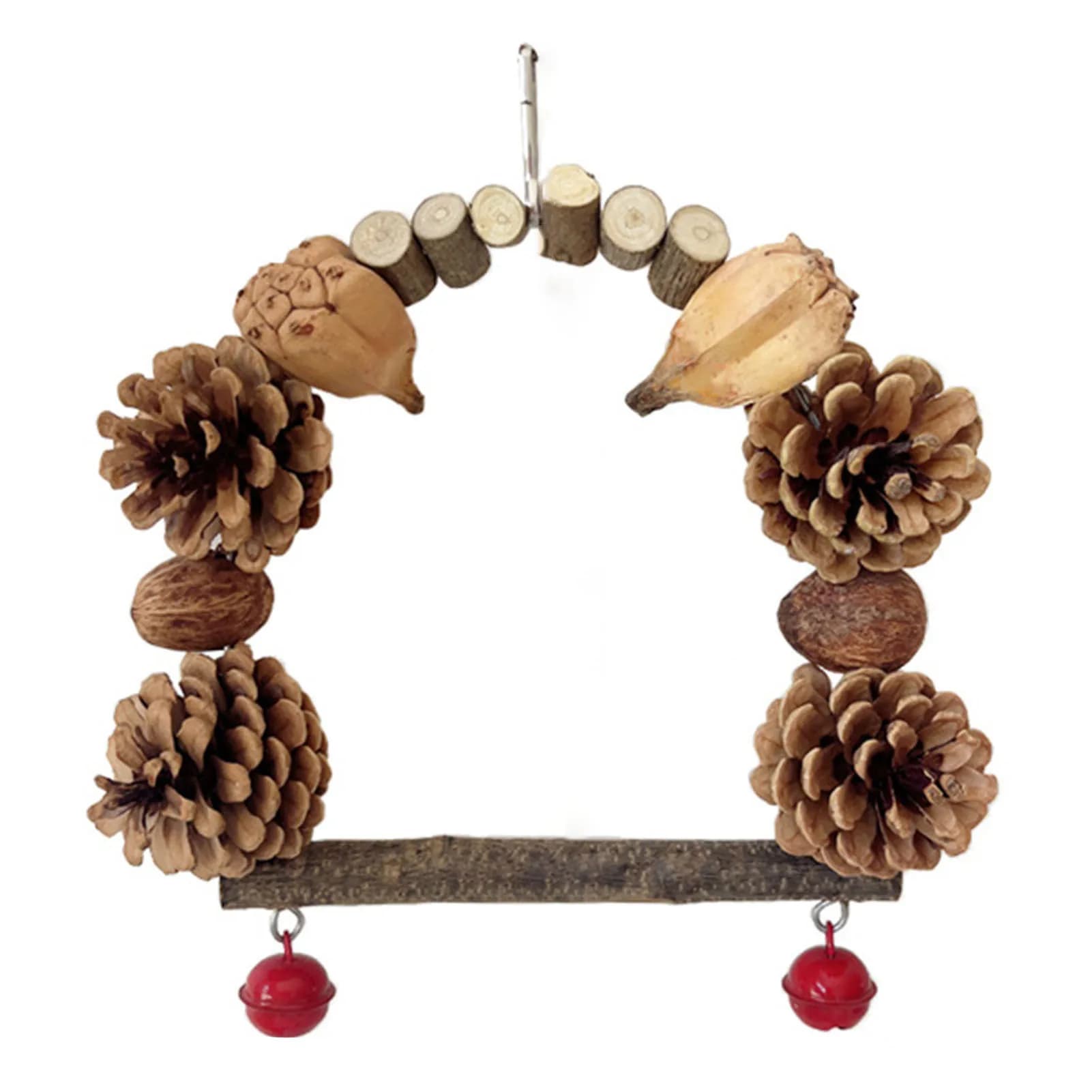 Natural Wood Parrot Perch With Swing