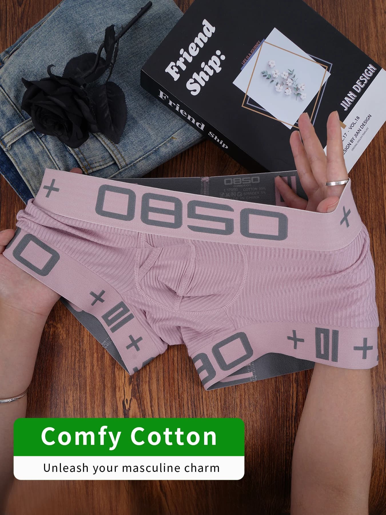 Men's Ribbed Boxer Briefs Digital Print Low Rise Stretch Soft Breathable Underwear Single & Multiple Optional
