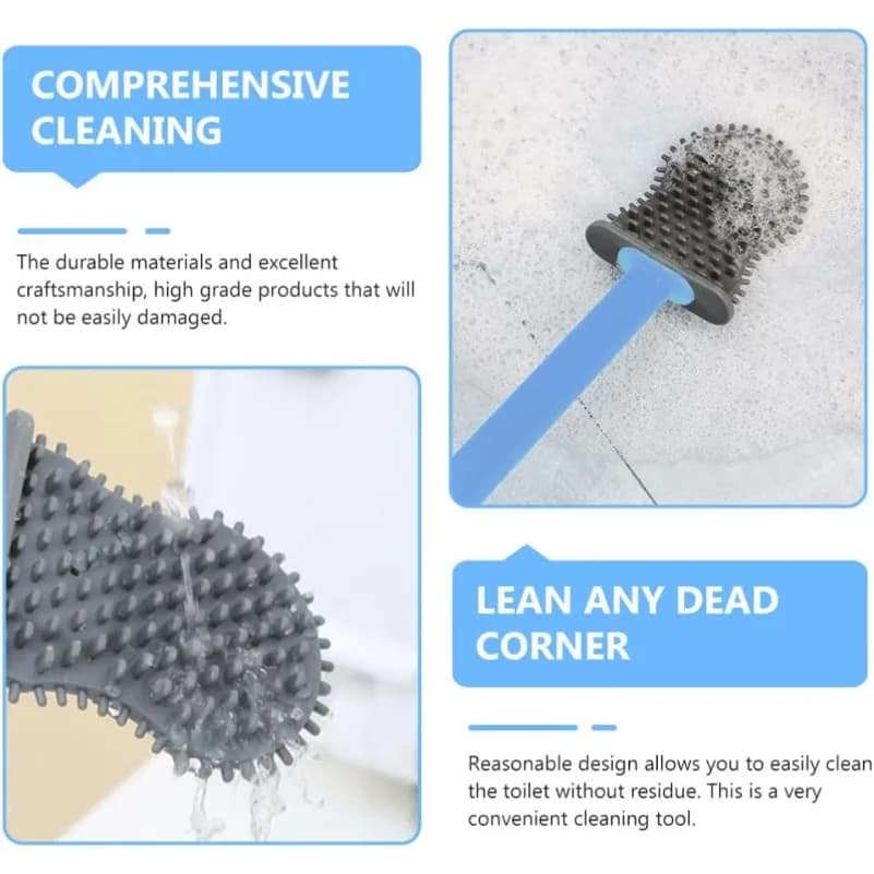 Silicone Toilet Brush Set with Long Handle