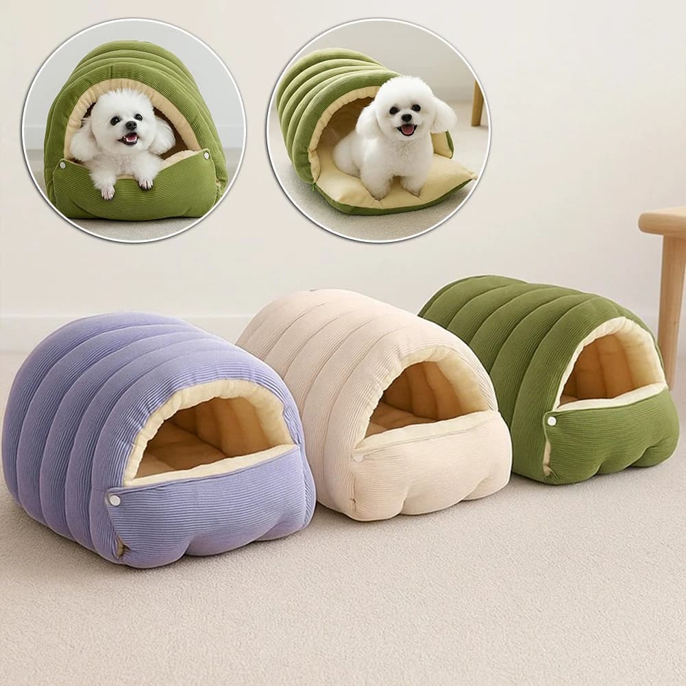 Removable Plush Pet Cave Bed