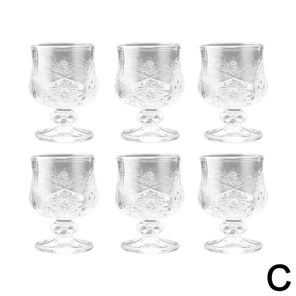 Diamond Cut Glass Goblets Set of 6