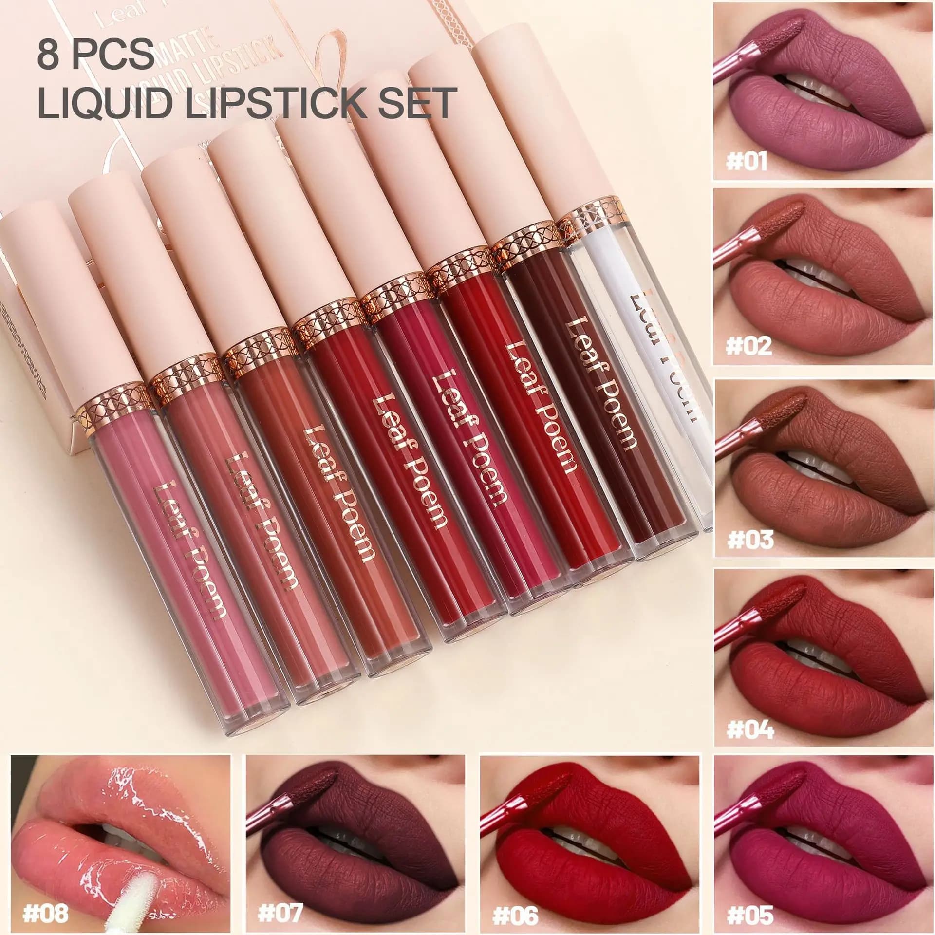 8-Piece Matte Liquid Lipstick and Glaze Set