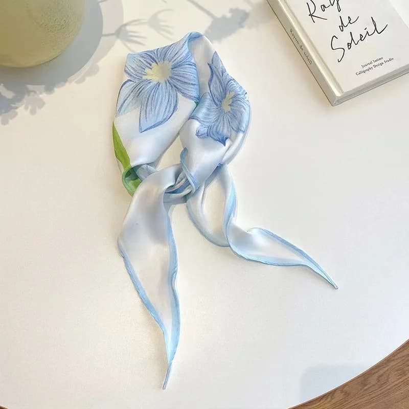 Watercolor Floral Satin Hair Scarf