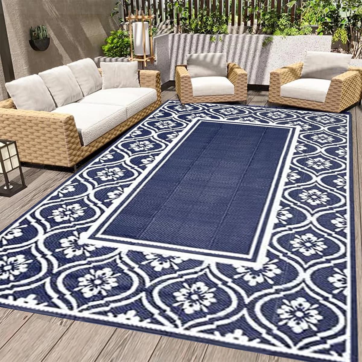 Double-Sided Reversible Waterproof Outdoor Rug