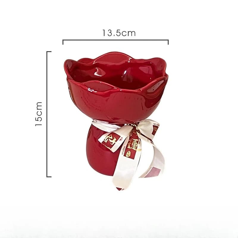 Rose-Shaped Ceramic Vase