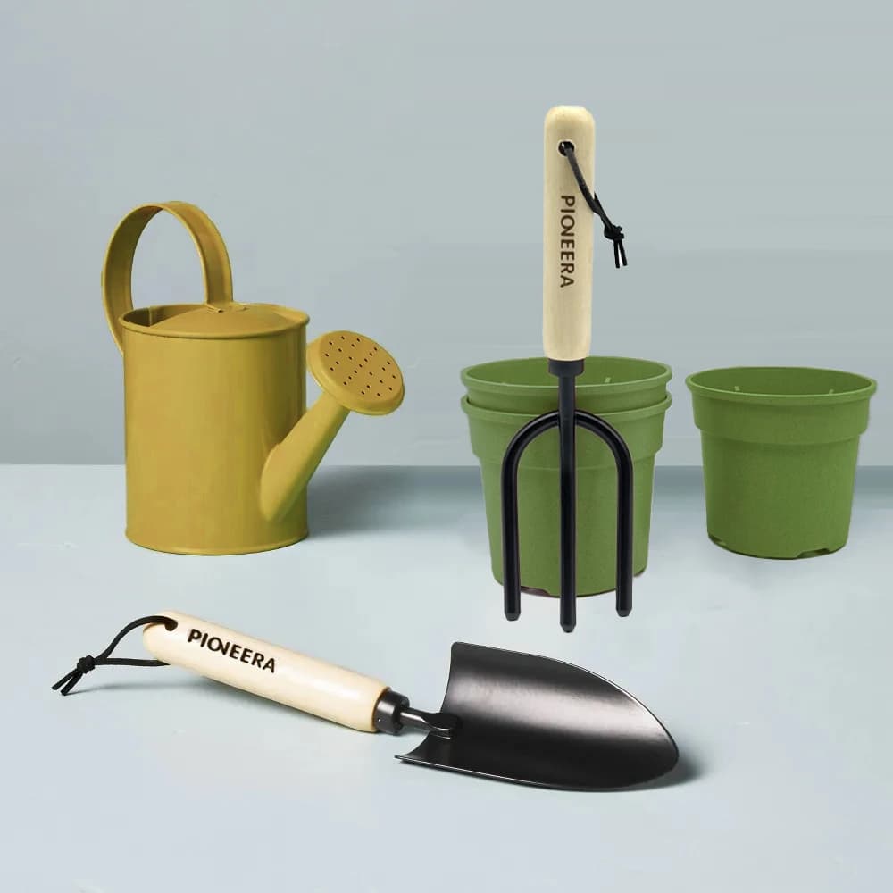 Garden Tool Set With Watering Can And Planters