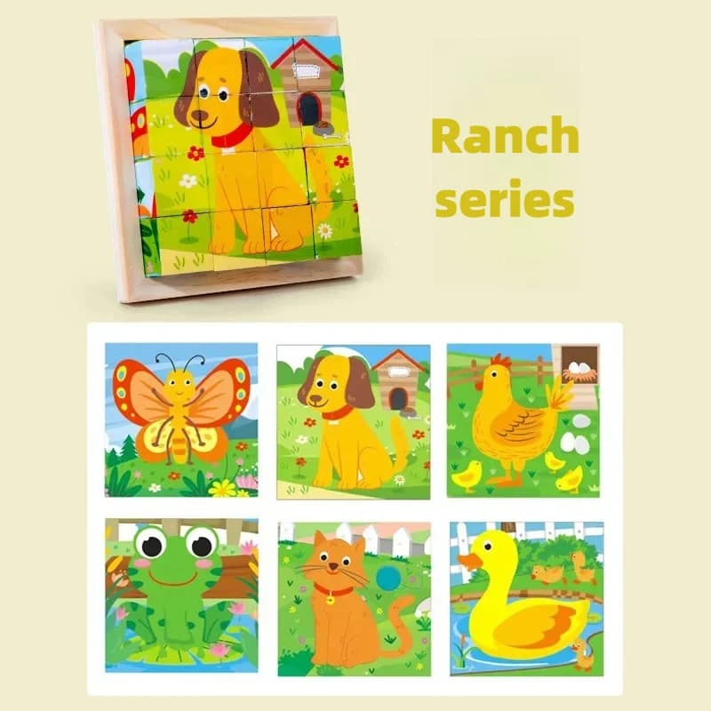 Wooden Six-Sided Puzzle Blocks