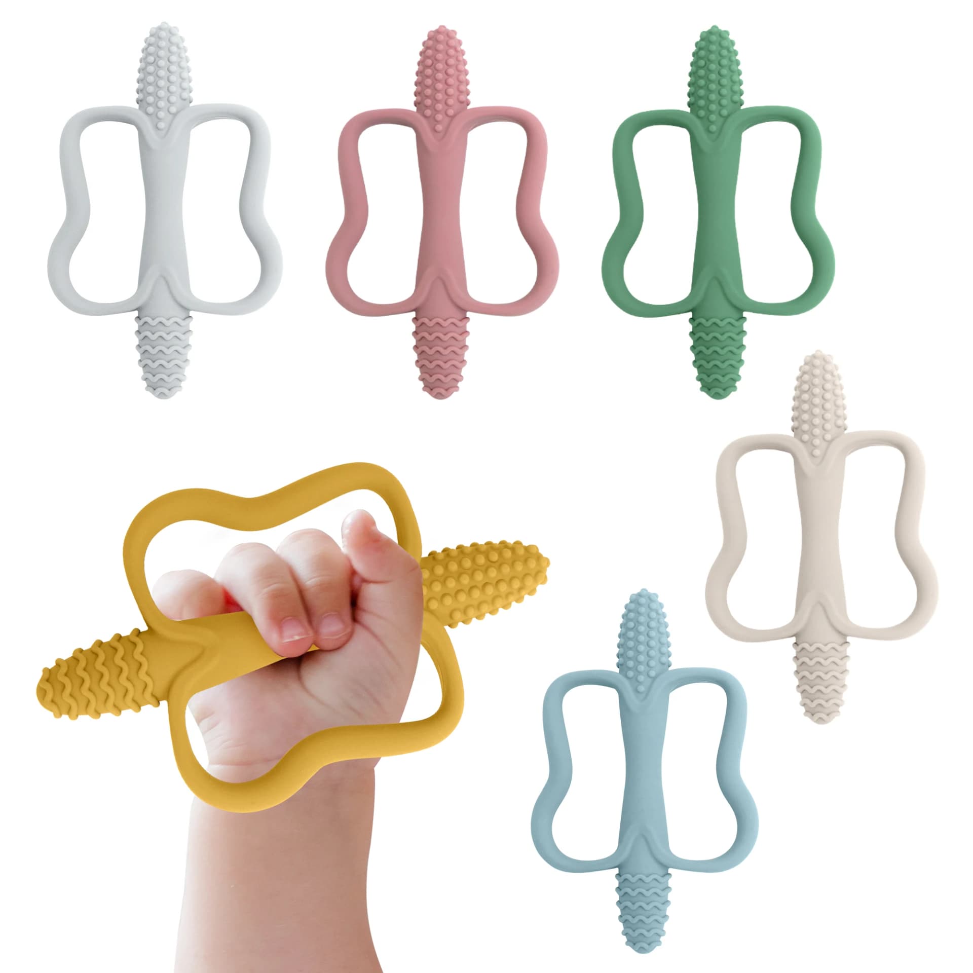 Baby teething toys with easy-grip handles, silicone teething toys, suitable for babies 0-6 months, 6-12 months