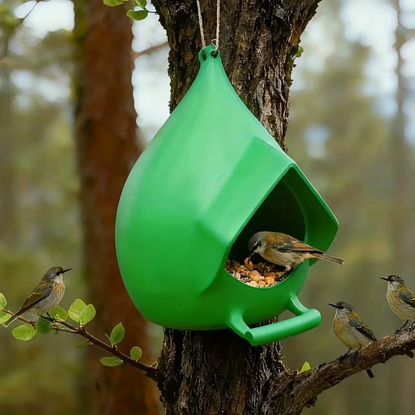 Hanging Bird Feeding Station with Rain Roof
