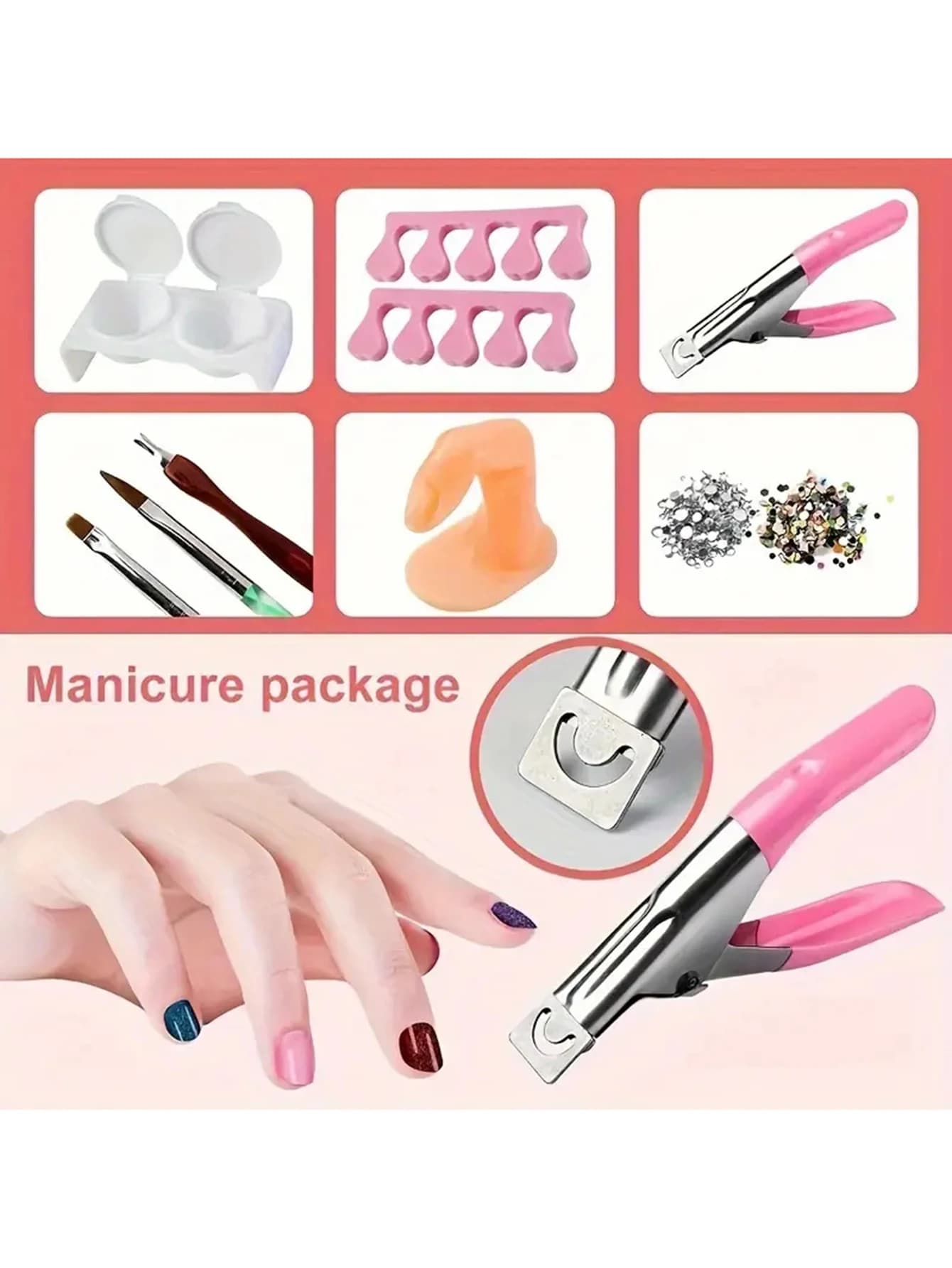 Acrylic Powder Nail Extension Kit with LED Light