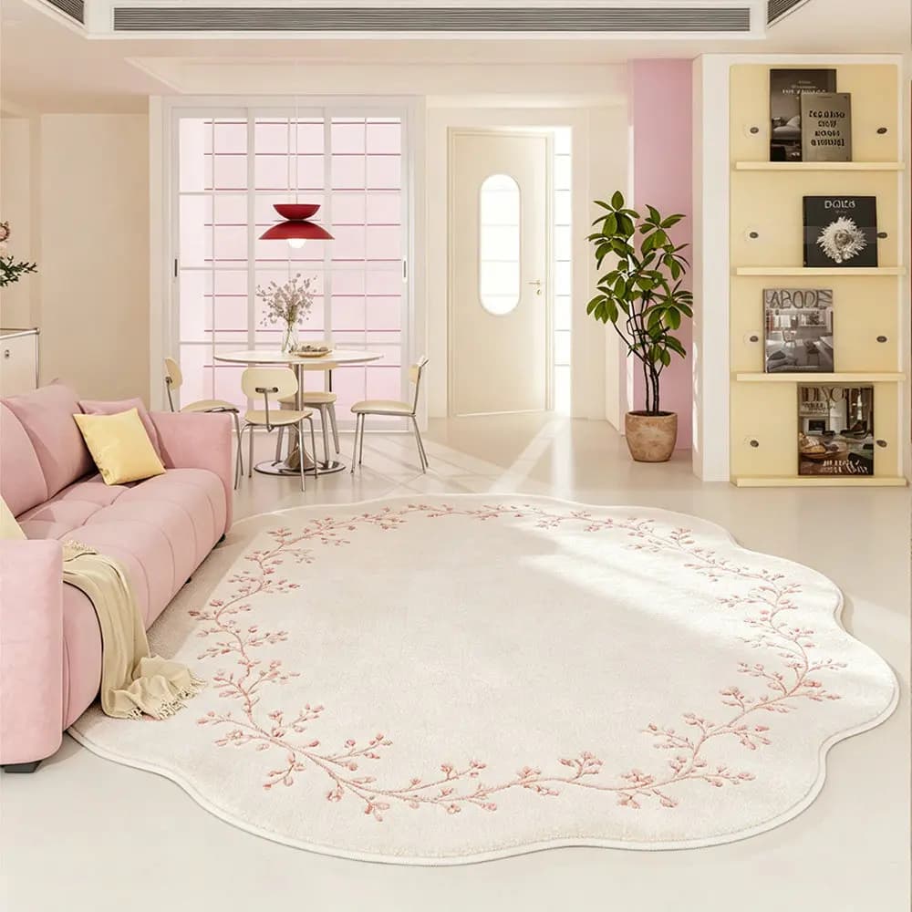 Irregular Shape Plush Area Rug Washable