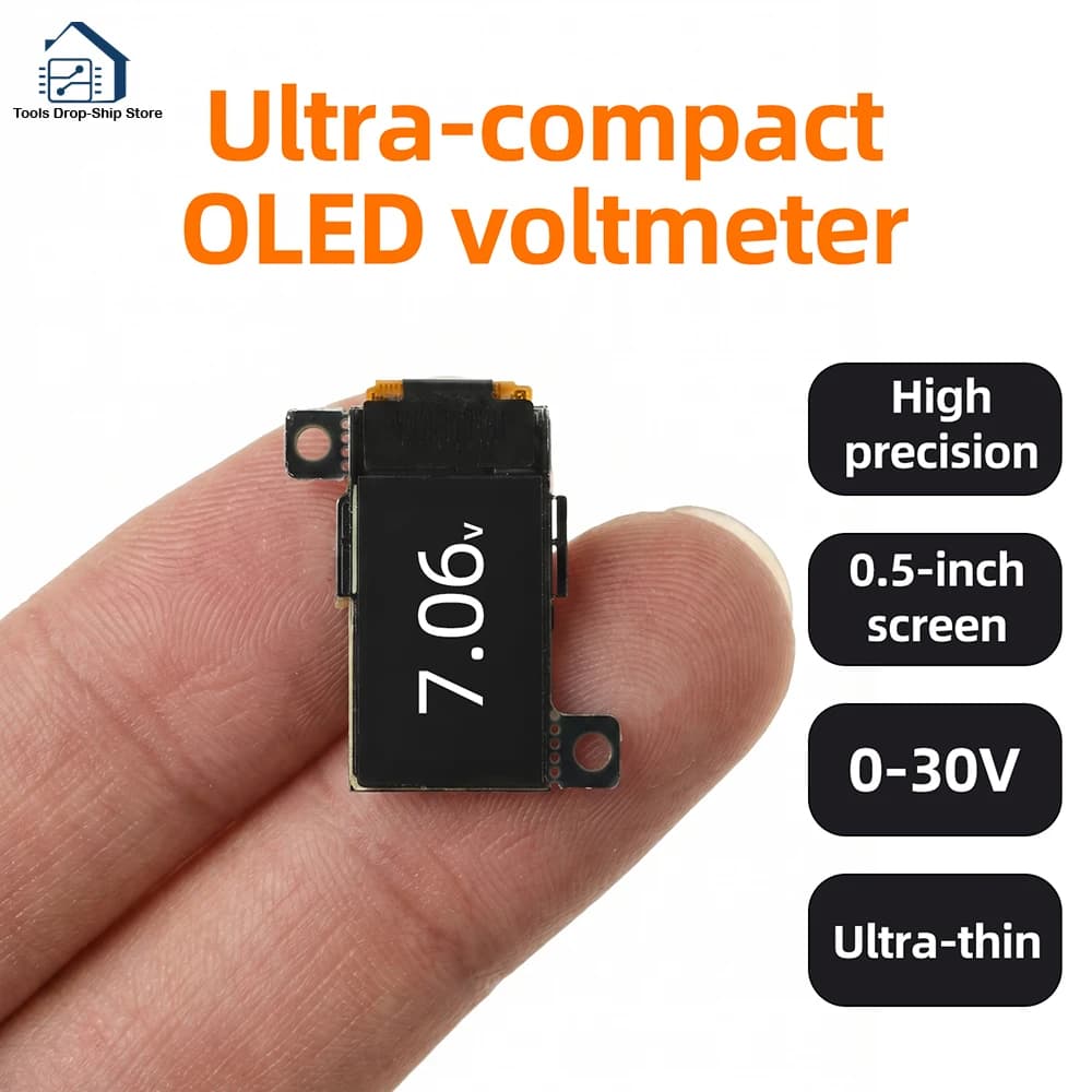 Ultra Thin Mini OLED Digital Voltmeter DC 0-30V 0.5 Inch OLED Display 12Bit ADC High Precision Voltage Meter 5Hz/10Hz Adjustable