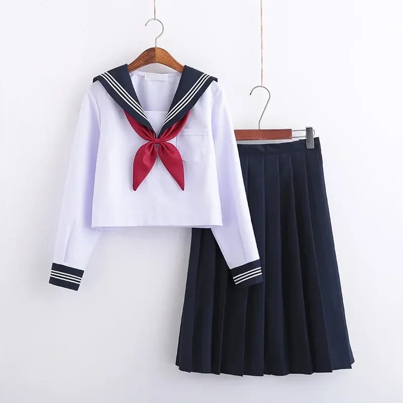 White Japanese Sailor School Uniform For Girls