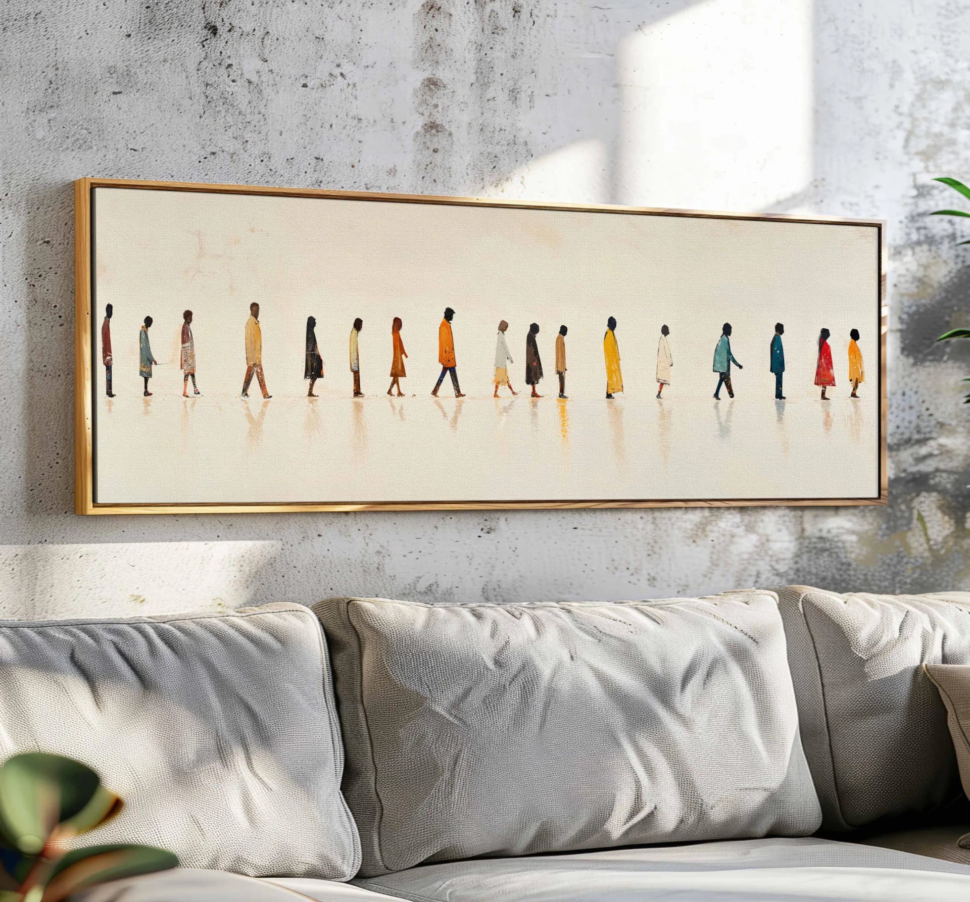 Abstract People Walking Canvas Wall Art