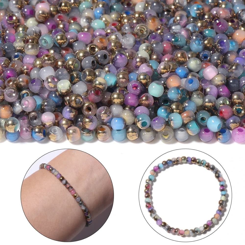 130pc Glass Round Beads Jewelry Making Set