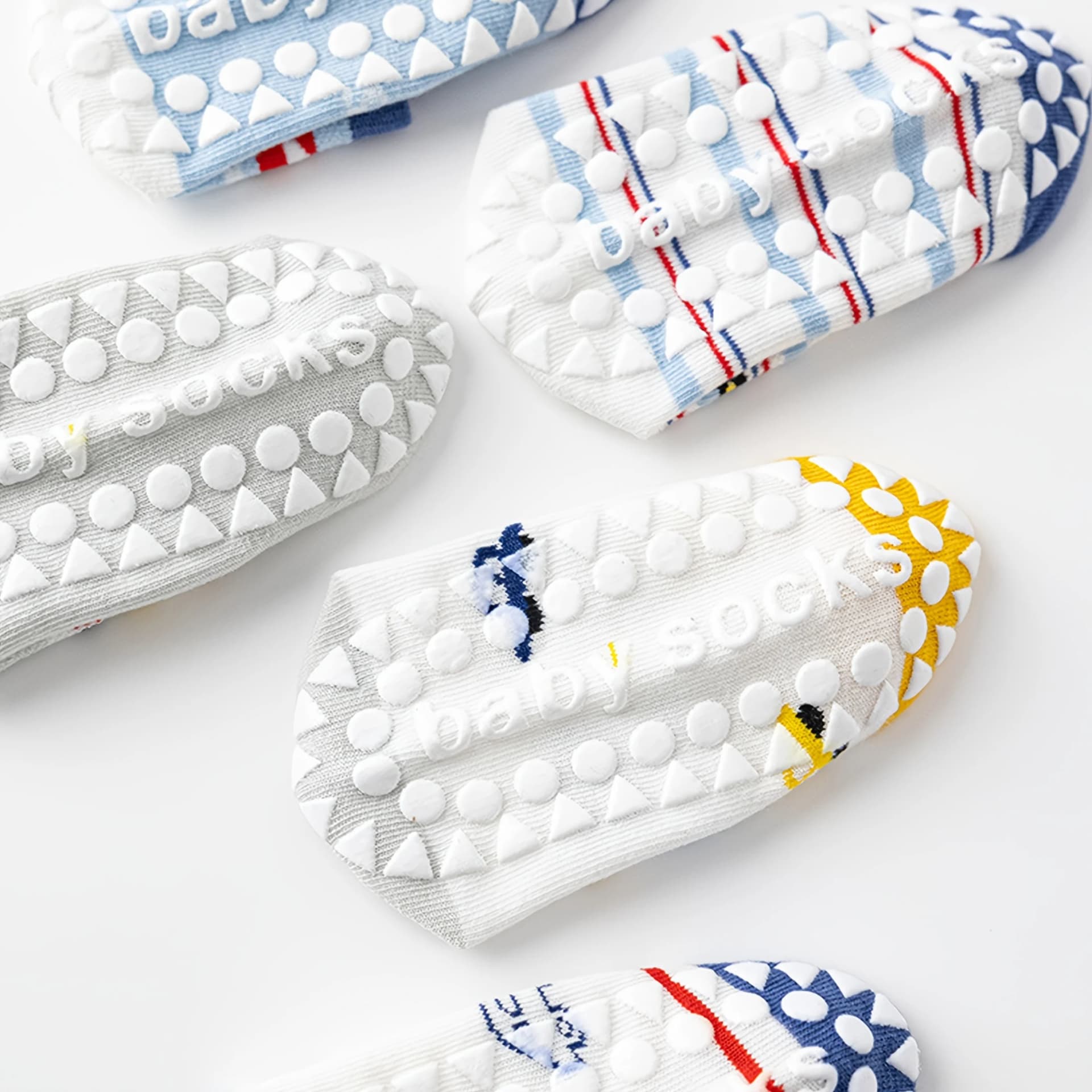 Children's Floor Socks with Non-Slip Soles, 5-Pack