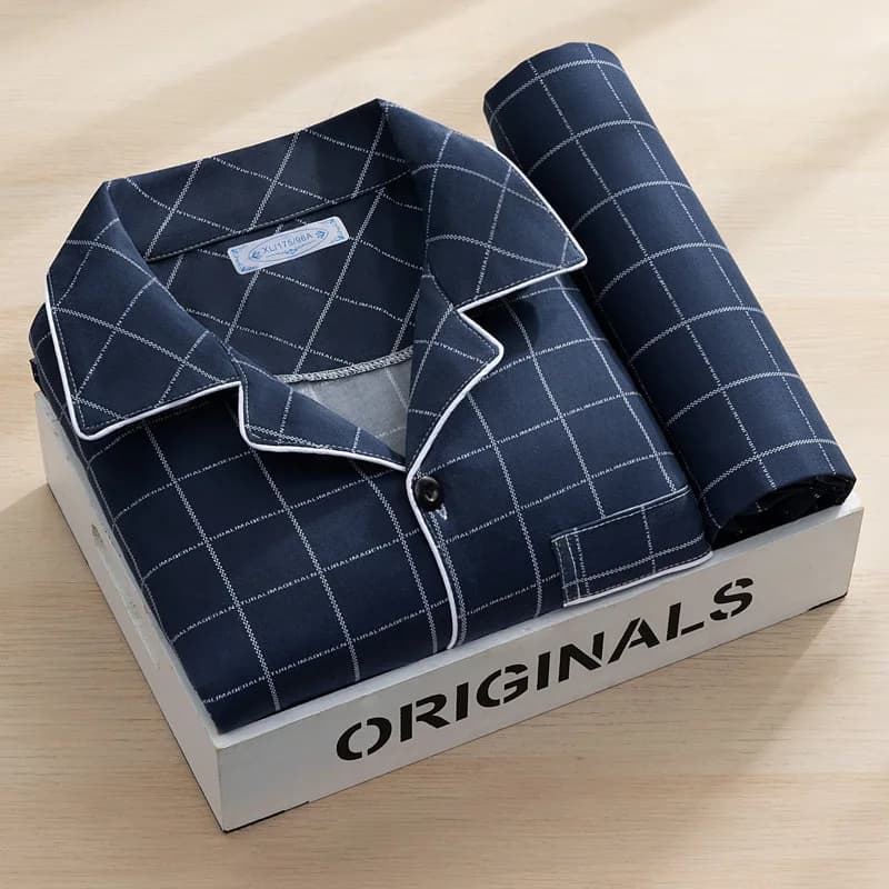 Men's Cotton Long-Sleeve Sleepwear Set