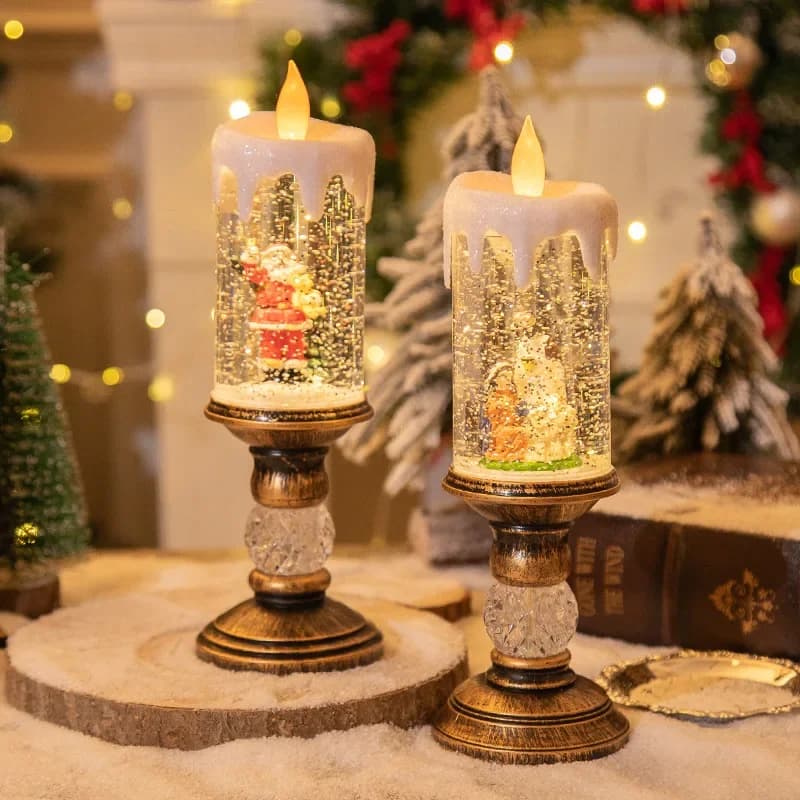 Christmas Crystal Snow Light Candle with Music