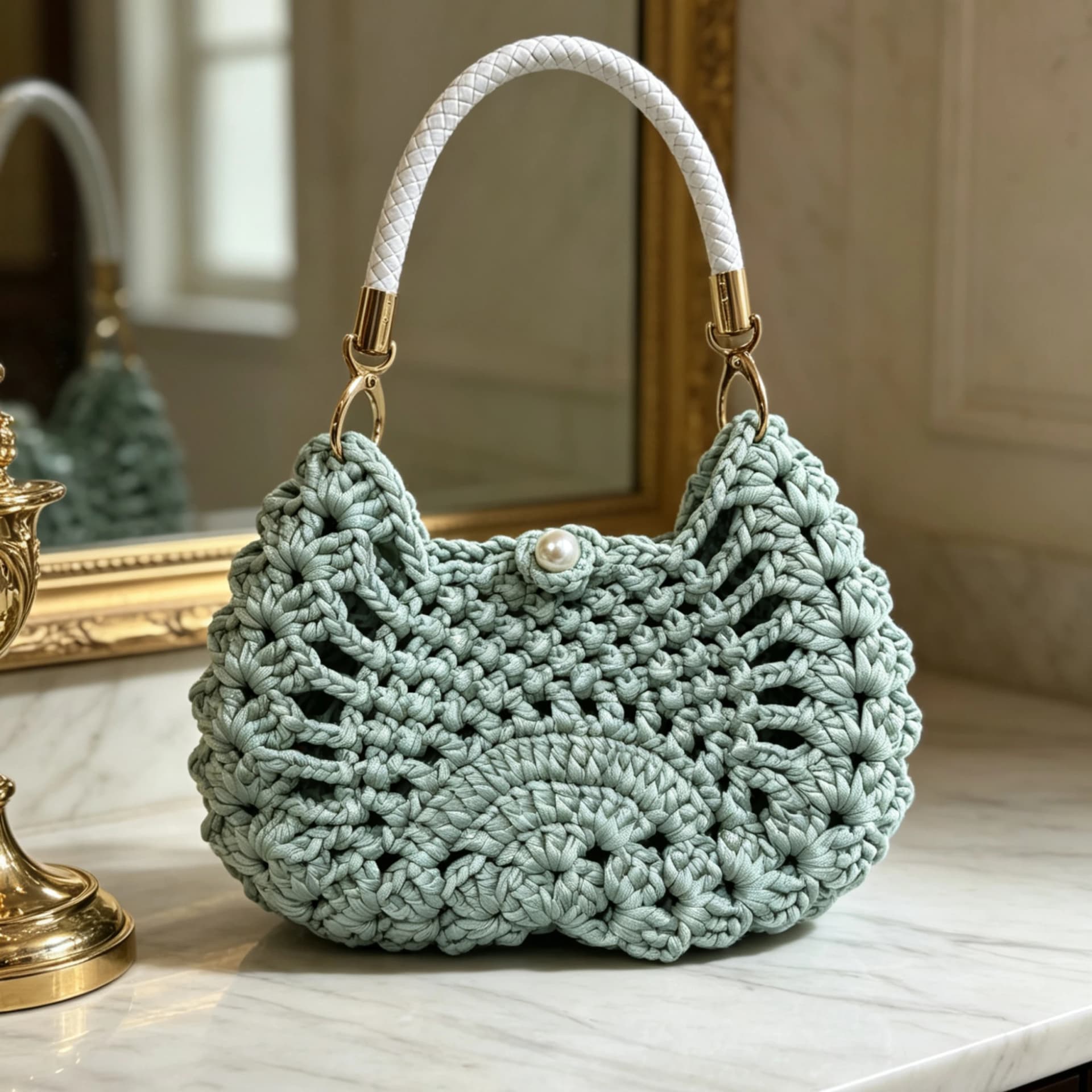 Women's Handbag, Bohemian Style Bag, New Handmade Crochet Bag, Commuter Bag, Cosmetic Bag, Portable Bag, Beach Bag