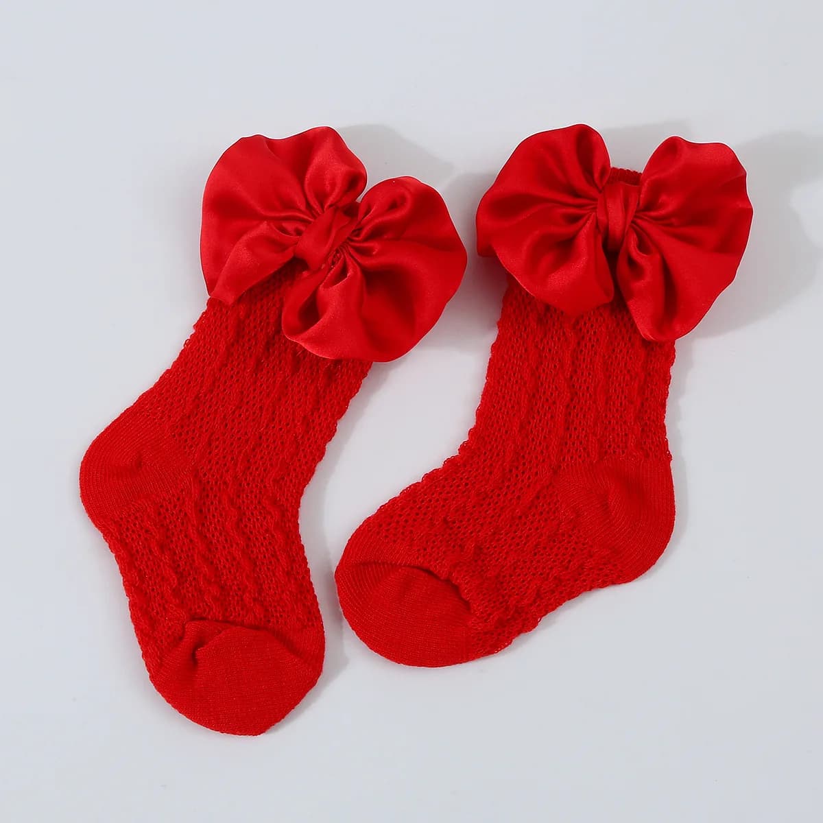 Newborn Bowknot Headband and Hollow Knit Socks Set