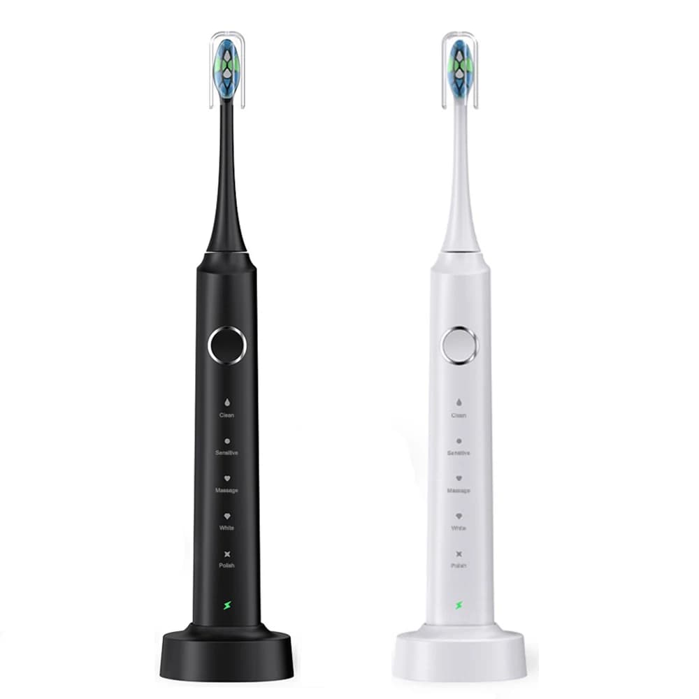 Electric Toothbrush With Six Brush Heads and Dock