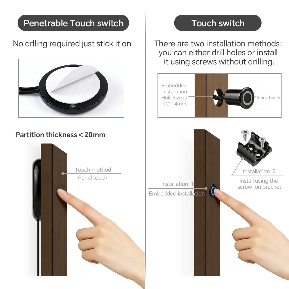 LED Strip Light Kit 2-10 PCS Linkage Lighting EU US UK Black PCB Board With Embedded Touch Switch & Touch/Hand Scan Panel Switch