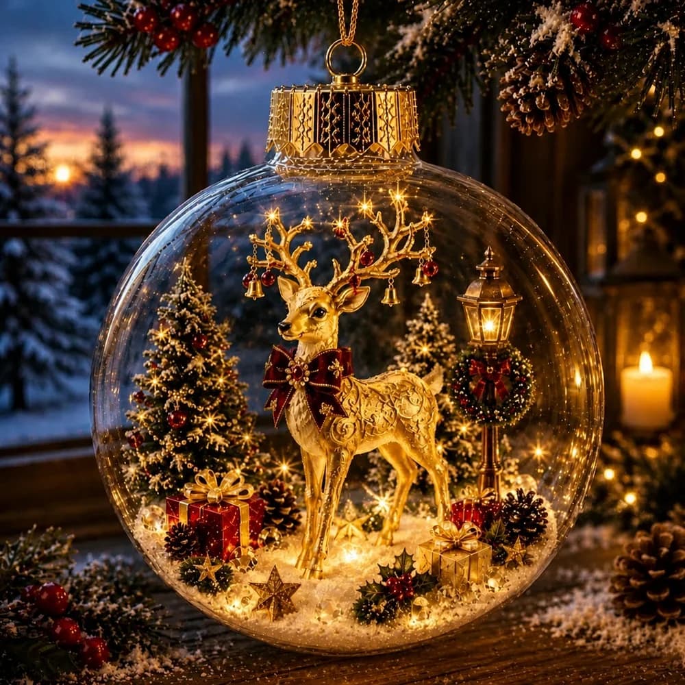 Lighted Glass Christmas Ball Ornament