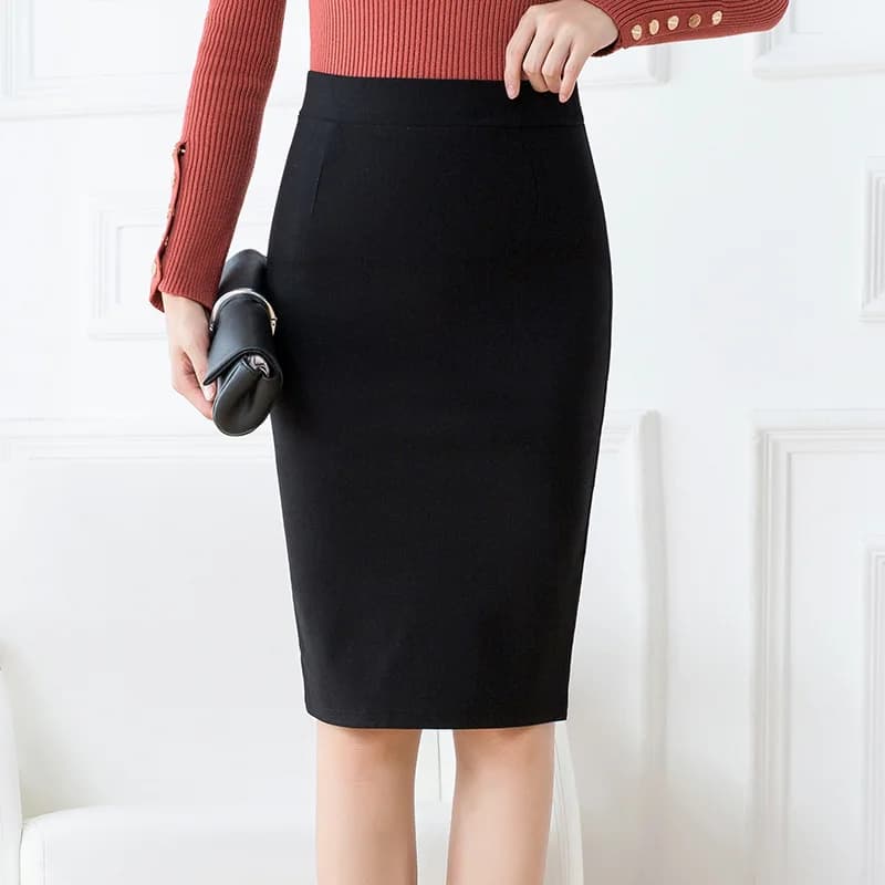 Lightweight Stretchy Black Pencil Skirt