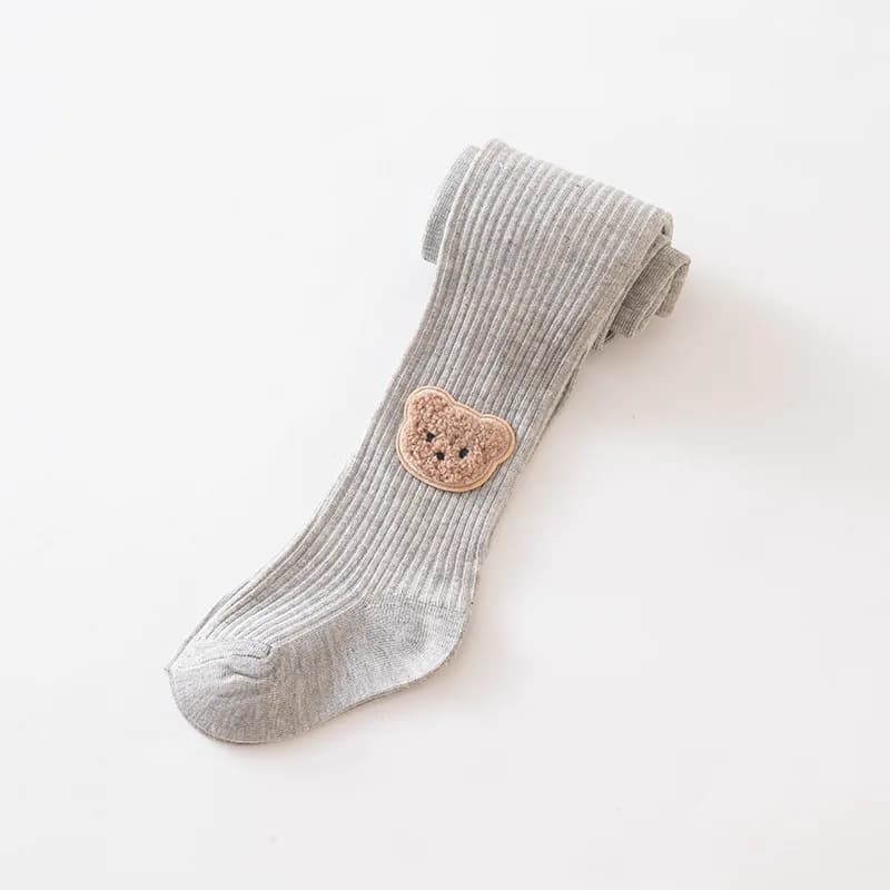 Bear Embroidery Cotton Baby Tights