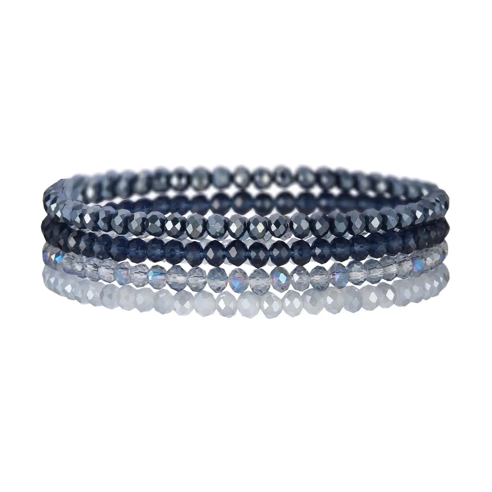Faceted Glass Bead Stretch Bracelets Set